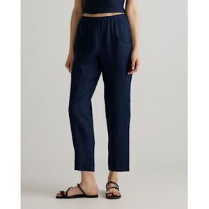 Quince Women 100% European Linen Tapered Ankle Pants Deep Navy XL